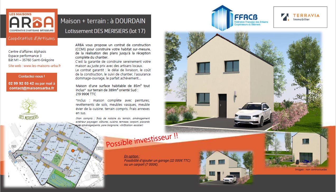 Maison + Terrain : Dourdain  